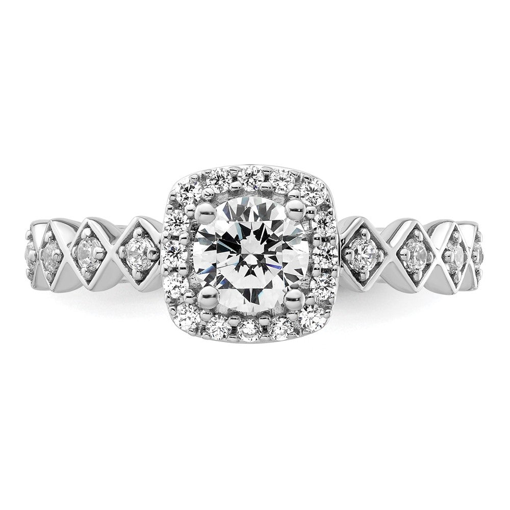 14k White Gold 3/4 carat Lab Grown Diamond VS/SI+ G+ Round Complete Halo Engagement Ring