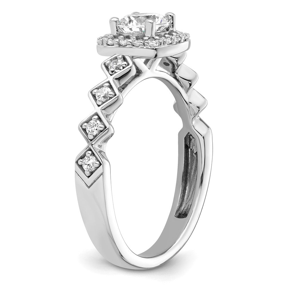 14k White Gold 3/4 carat Lab Grown Diamond VS/SI+ G+ Round Complete Halo Engagement Ring
