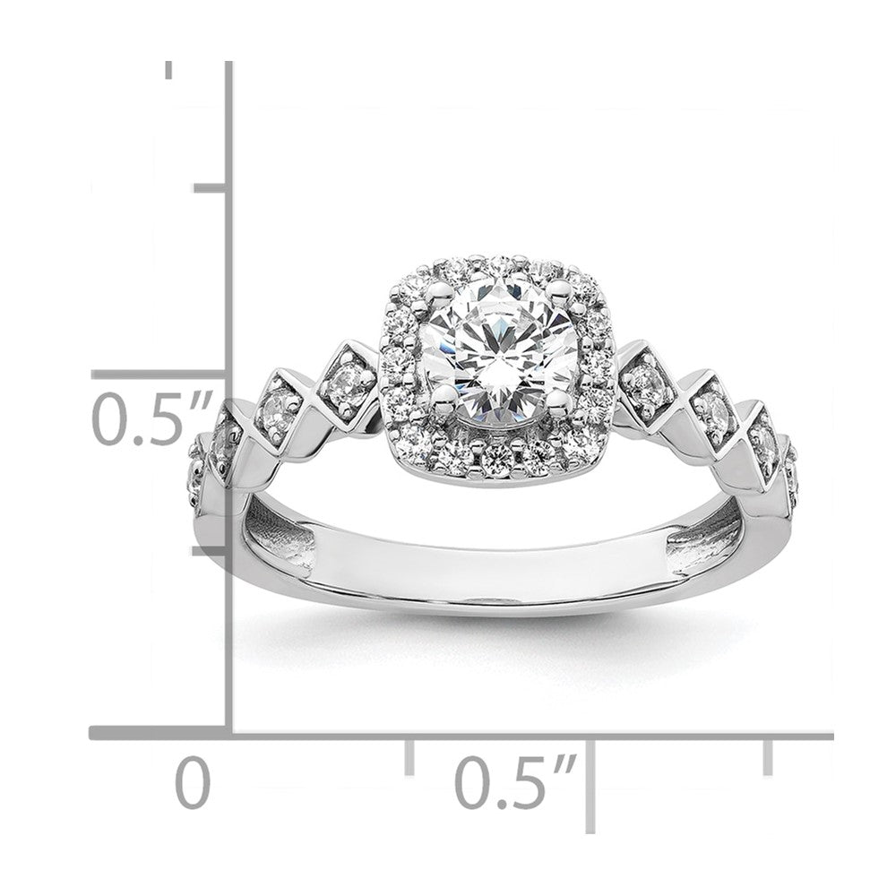 14k White Gold 3/4 carat Lab Grown Diamond VS/SI+ G+ Round Complete Halo Engagement Ring