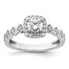 14k White Gold 3/4 carat Lab Grown Diamond VS/SI+ G+ Round Complete Halo Engagement Ring