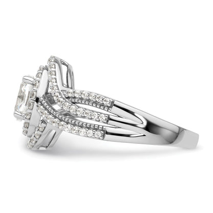14k White Gold 1 carat Lab Grown Diamond VS/SI+ G+ Round Complete Bypass Engagement Ring