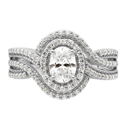 14k White Gold 1 carat Lab Grown Diamond VS/SI+ G+ Round Complete Bypass Engagement Ring
