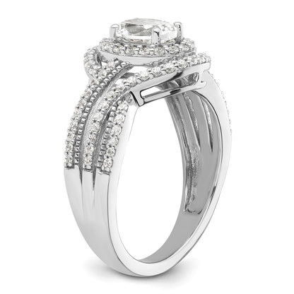 14k White Gold 1 carat Lab Grown Diamond VS/SI+ G+ Round Complete Bypass Engagement Ring