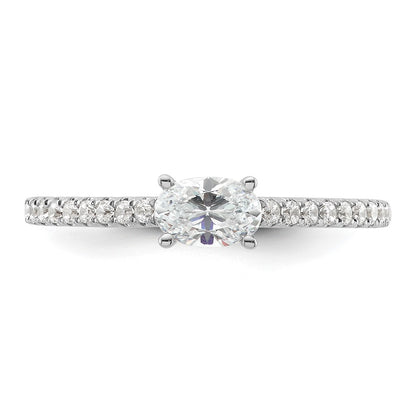 14k White Gold 3/4 carat Lab Grown Diamond VS/SI+ G+ East-West Oval Complete Engagement Ring