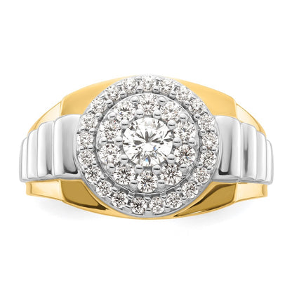 IBGoodman 14k Two-Tone 1 1/4 carat Lab Grown Diamond VS/SI+ G+ Complete Cluster Men's Ring