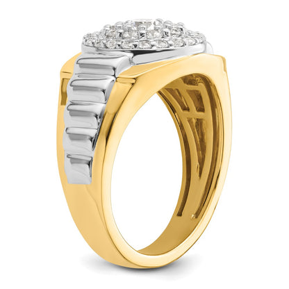 IBGoodman 14k Two-Tone 1 1/4 carat Lab Grown Diamond VS/SI+ G+ Complete Cluster Men's Ring