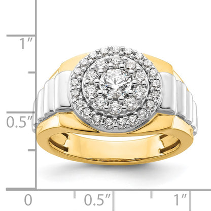 IBGoodman 14k Two-Tone 1 1/4 carat Lab Grown Diamond VS/SI+ G+ Complete Cluster Men's Ring