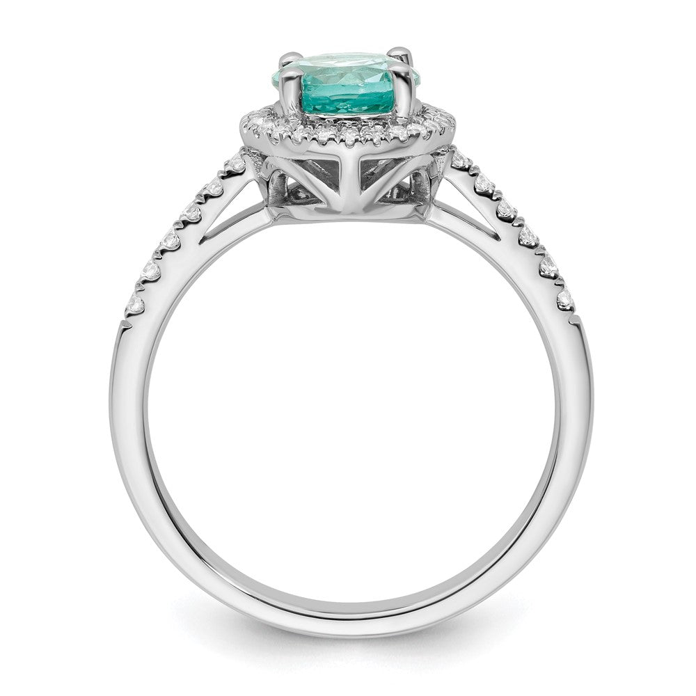 Pure Serenity 14k White Gold 1/5 carat Lab Grown Diamond VS/SI+ G+ and Lab Created Paraiba Ring