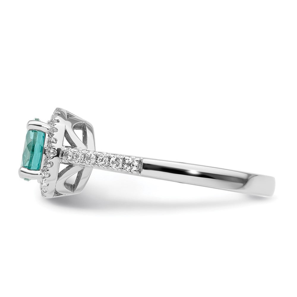 Pure Serenity 14k White Gold 1/5 carat Lab Grown Diamond VS/SI+ G+ and Lab Created Paraiba Ring