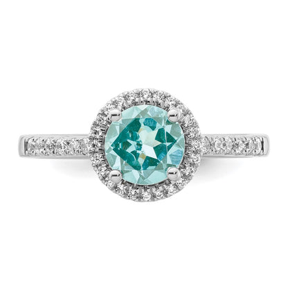 Pure Serenity 14k White Gold 1/5 carat Lab Grown Diamond VS/SI+ G+ and Lab Created Paraiba Ring