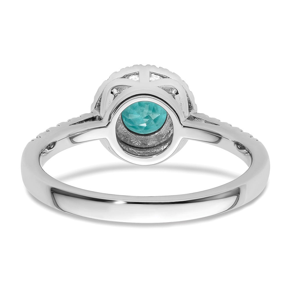 Pure Serenity 14k White Gold 1/5 carat Lab Grown Diamond VS/SI+ G+ and Lab Created Paraiba Ring