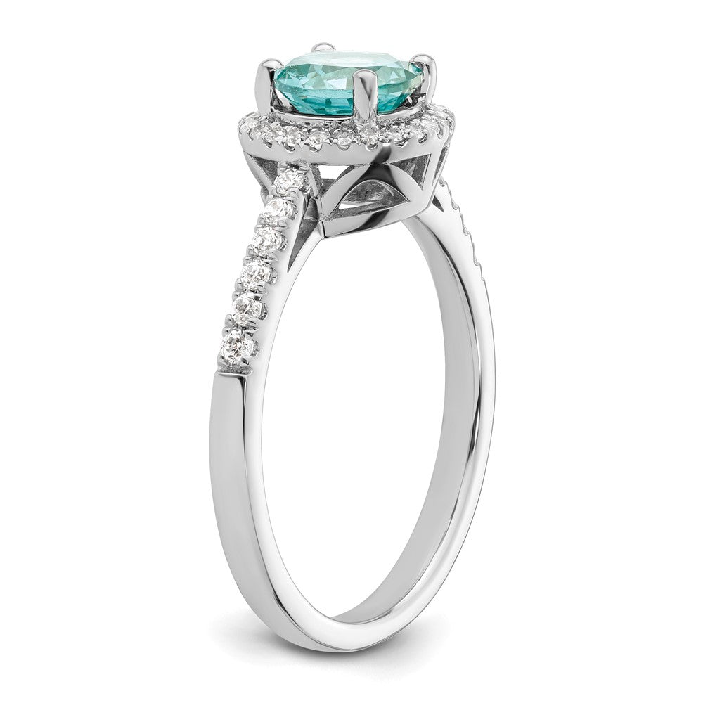 Pure Serenity 14k White Gold 1/5 carat Lab Grown Diamond VS/SI+ G+ and Lab Created Paraiba Ring