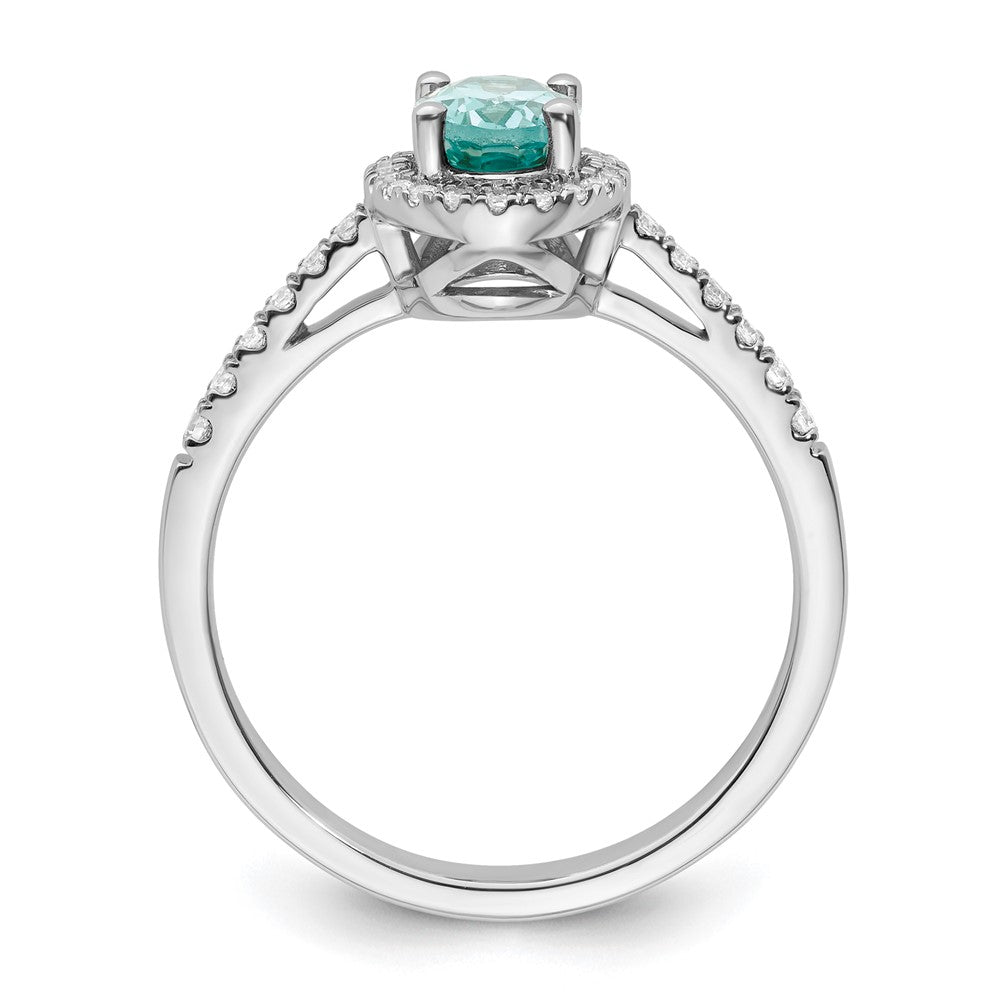 Pure Serenity 14k White Gold 1/5 carat Lab Grown Diamond VS/SI+ G+ and Lab Created Paraiba Ring