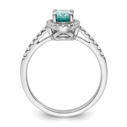 Pure Serenity 14k White Gold 1/5 carat Lab Grown Diamond VS/SI+ G+ and Lab Created Paraiba Ring
