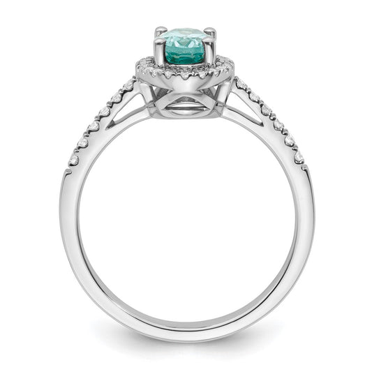 Pure Serenity 14k White Gold 1/5 carat Lab Grown Diamond VS/SI+ G+ and Lab Created Paraiba Ring