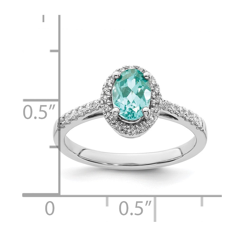 Pure Serenity 14k White Gold 1/5 carat Lab Grown Diamond VS/SI+ G+ and Lab Created Paraiba Ring
