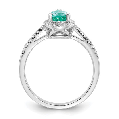Pure Serenity 14k White Gold 1/4 carat Lab Grown Diamond VS/SI+ G+ and Pear Lab Created Paraiba Ring