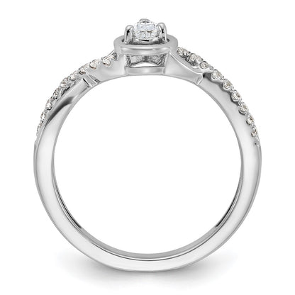 14k White Gold Pear Ctr Diamond Complete Promise/Engagement Ring