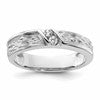 14k White Gold Polish & Satin Hammered Diamond Mens Wedding Band