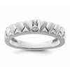 14k White Gold Polish & Satin Woven Design Diamond Mens Wedding Band