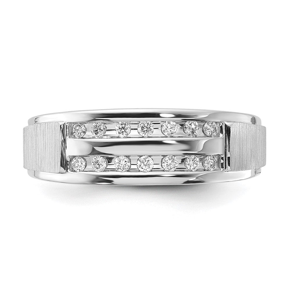 IBGoodman 10k White Gold 1/5 carat Lab Grown Diamond VS/SI+ G+ Complete Double Row Men's Ring