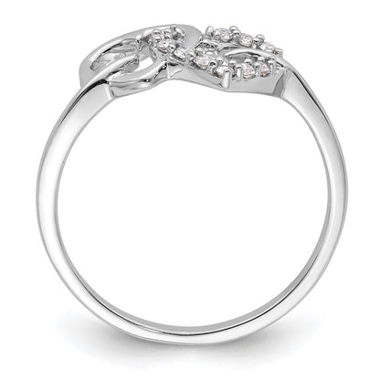 14k White Gold 1/8 carat Lab Grown Diamond VS/SI+ G+ Complete Double Heart Ring