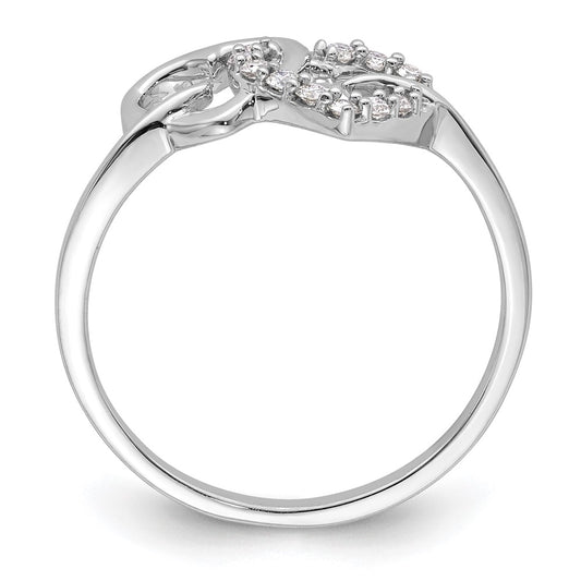 14k White Gold 1/8 carat Lab Grown Diamond VS/SI+ G+ Complete Double Heart Ring