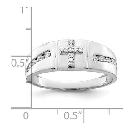 IBGoodman 14k White Gold 1/4 carat Lab Grown Diamond VS/SI+ G+ Complete Cross Men's Band