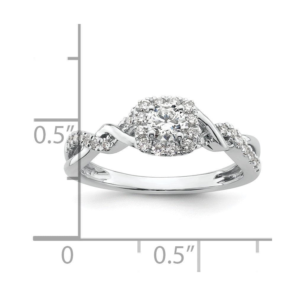 14k White Gold 1/2 carat Lab Grown Diamond VS/SI+ G+ Round Complete Bypass Engagement Ring