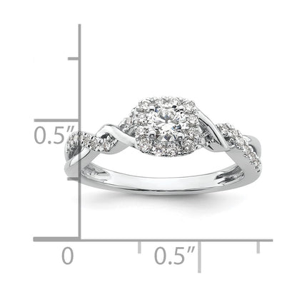 14k White Gold 1/2 carat Lab Grown Diamond VS/SI+ G+ Round Complete Bypass Engagement Ring
