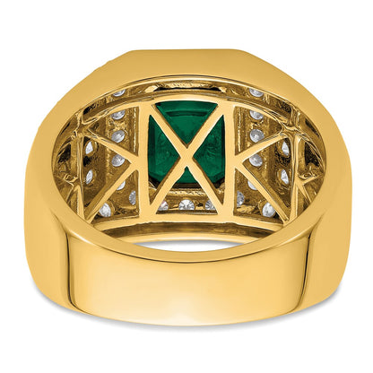 IBGoodman 10k 1 7/8 carat Lab Grown Diamond VS/SI+ G+ and Lab Created Emerald Men's Ring