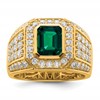 IBGoodman 10k 1 7/8 carat Lab Grown Diamond VS/SI+ G+ and Lab Created Emerald Men's Ring
