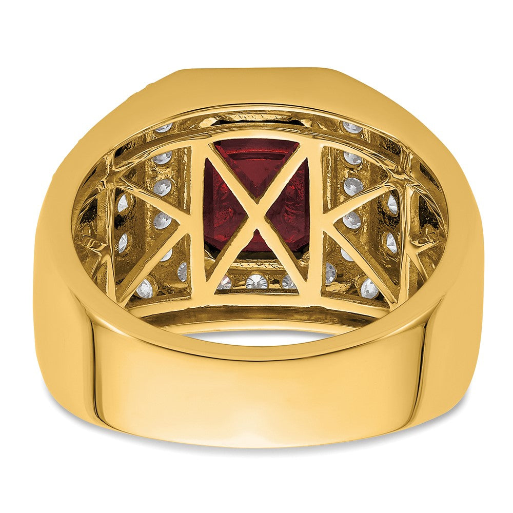 IBGoodman 10k 1 7/8 carat Lab Grown Diamond VS/SI+ G+ and Lab Created Ruby Men's Ring