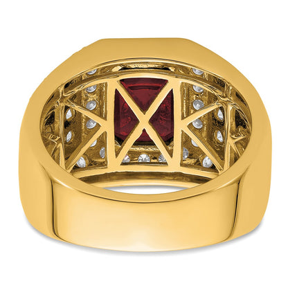 IBGoodman 10k 1 7/8 carat Lab Grown Diamond VS/SI+ G+ and Lab Created Ruby Men's Ring