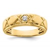 14k Grooved Complete Diamond Mens Wedding Band