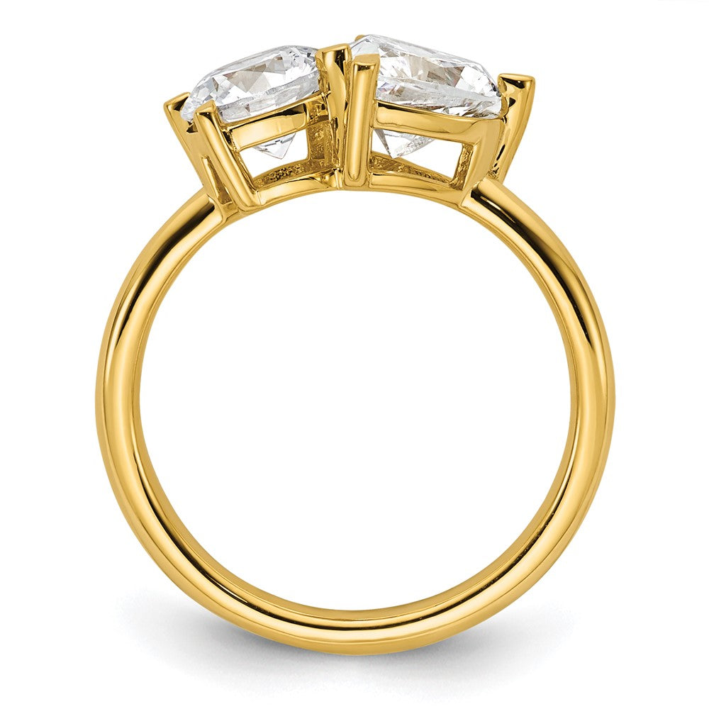 14k Two Stone 1 carat Round and 1 1/8 carat Heart Ring Mounting