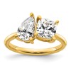 14k Two Stone 1 carat Pear and 1 carat Cushion Ring Mounting