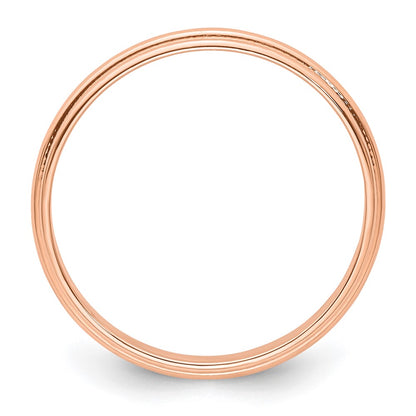 14k Rose Gold 3mm Lightweight Milgrain Half Round Wedding Band Size 10