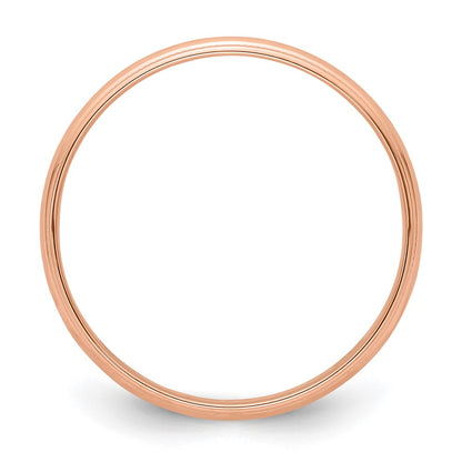 14k Rose Gold 4mm Lightweight Milgrain Half Round Wedding Band Size 9