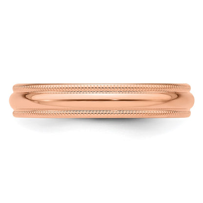 14k Rose Gold 4mm Lightweight Milgrain Half Round Wedding Band Size 9