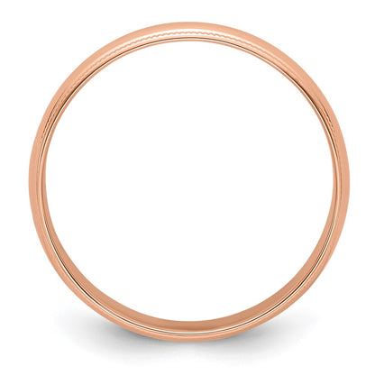 14k Rose Gold 5mm Lightweight Milgrain Half Round Wedding Band Size 12