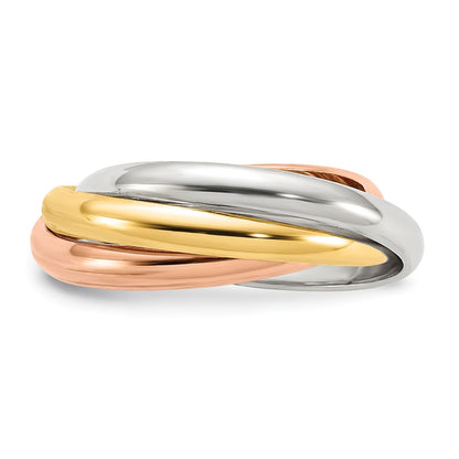 14k Tri-color Polished Rolling Ring Size 4.5