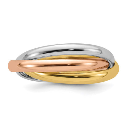 14k Tri-color Polished Rolling Ring Size 7