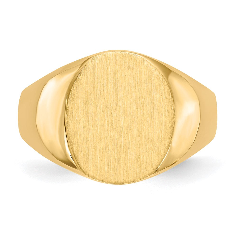 10k 14.5x12.0mm Oval Closed Back Mens Signet Ring