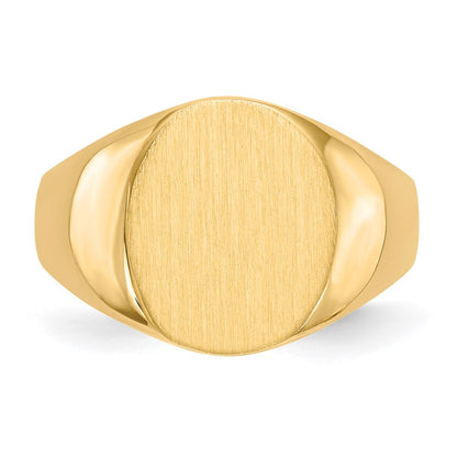 10k 14.5x12.0mm Oval Closed Back Mens Signet Ring
