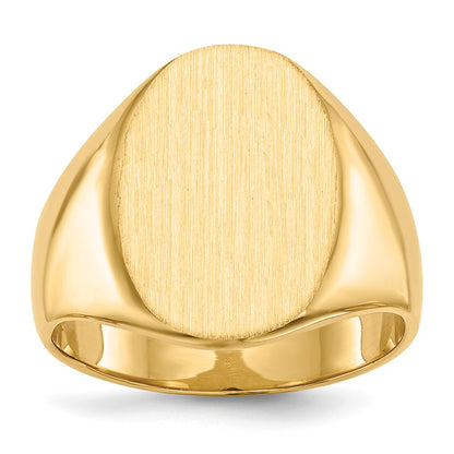 10k 18.0x14.0mm Oval Closed Back Mens Signet Ring