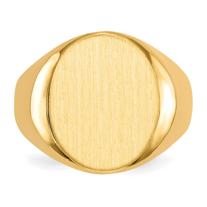 10k 17.5x14.5mm Oval Closed Back Mens Signet Ring