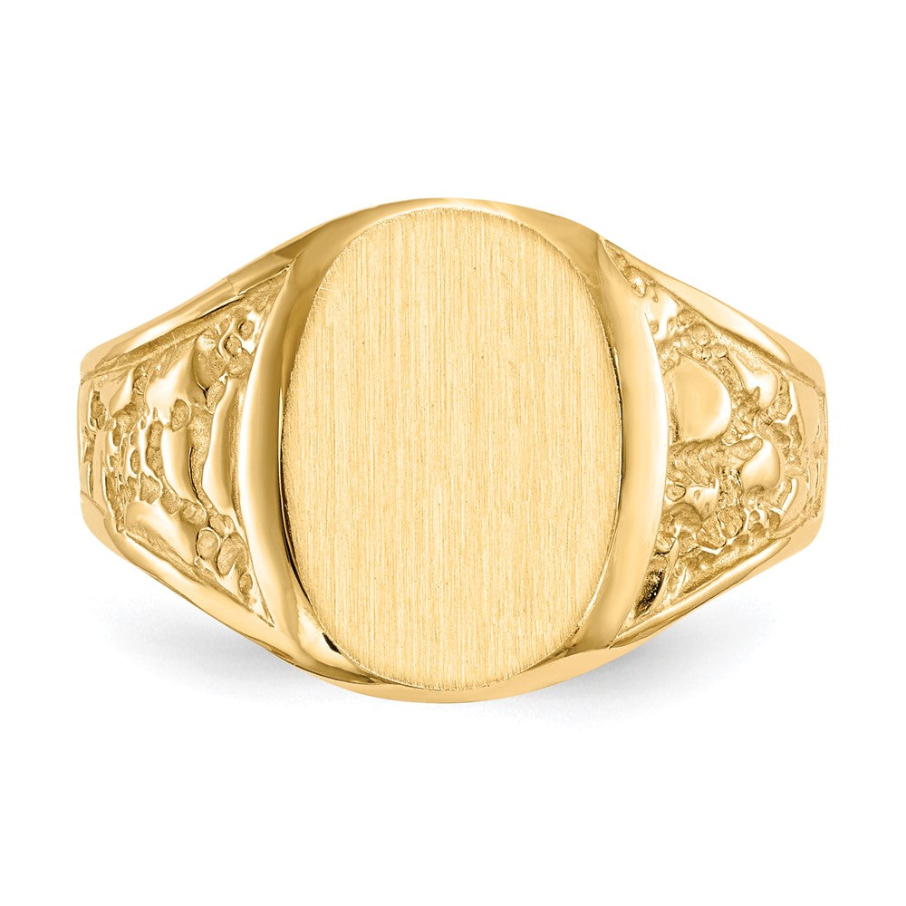 10k14.5x11.0mm Oval Nugget Closed Back Mens Signet Ring