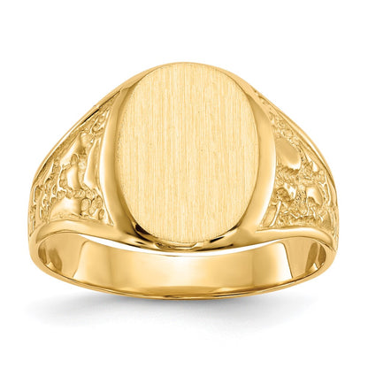 10k14.5x11.0mm Oval Nugget Closed Back Mens Signet Ring