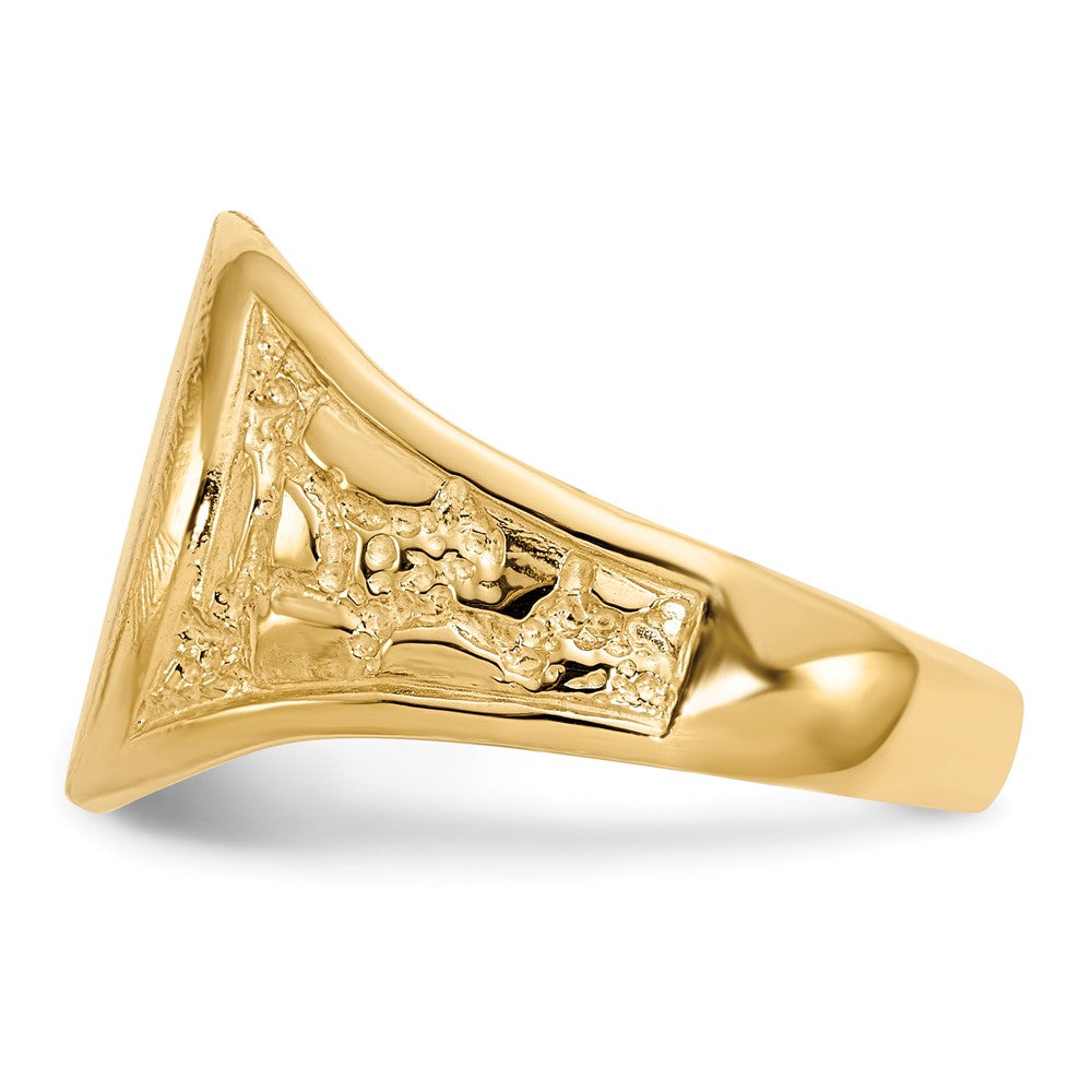 10k 15.0x11.5mm Oval Nugget Open Back Mens Signet Ring